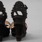 Christian Louboutin クリスチャン ルブタン / 美品 MADMONICA (マドモニカ) エスパドリーユ スパイクスタッズ ウェッジソール サンダル シューズ / size 35 (22cm)  BLACK レディース