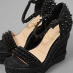 Christian Louboutin クリスチャン ルブタン / 美品 MADMONICA (マドモニカ) エスパドリーユ スパイクスタッズ ウェッジソール サンダル シューズ / size 35 (22cm)  BLACK レディース
