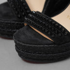 Christian Louboutin クリスチャン ルブタン / 美品 MADMONICA (マドモニカ) エスパドリーユ スパイクスタッズ ウェッジソール サンダル シューズ / size 35 (22cm)  BLACK レディース