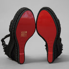 Christian Louboutin クリスチャン ルブタン / 美品 MADMONICA (マドモニカ) エスパドリーユ スパイクスタッズ ウェッジソール サンダル シューズ / size 35 (22cm)  BLACK レディース