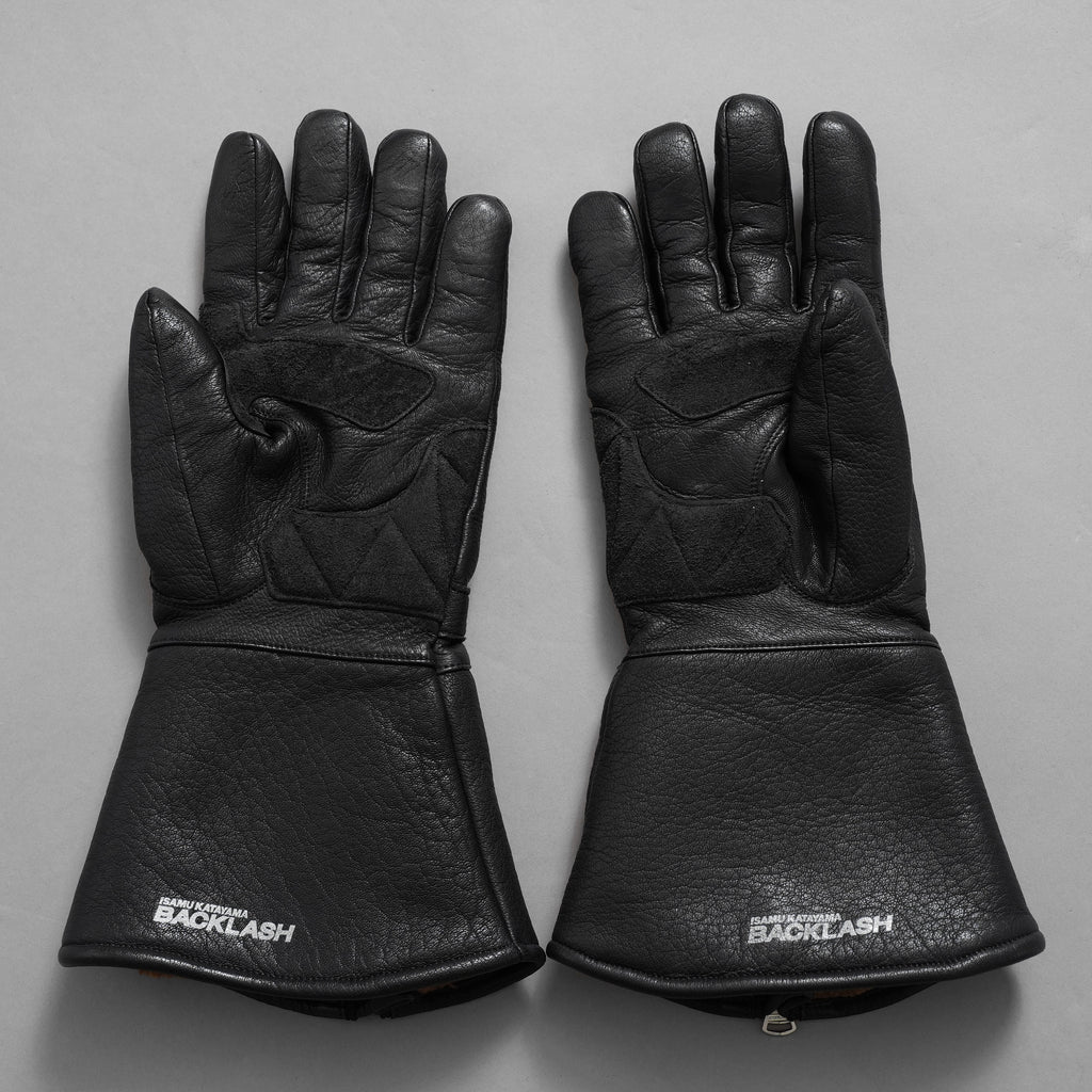 ISAMU KATAYAMA BACKLASH イサムカタヤマ バックラッシュ / ディアスキン モーターサイクルグローブ ロングタイプ 鹿革 / size M (BLACK) アクセサリー 123066-alm