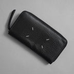 MAISON MARGIELA メゾンマルジェラ / 2023年製 グレイニーレザー製ラウンドファスナー 長財布 4ステッチ ジップアラウンド ウォレット アクセサリー / BLACK 123067-alm