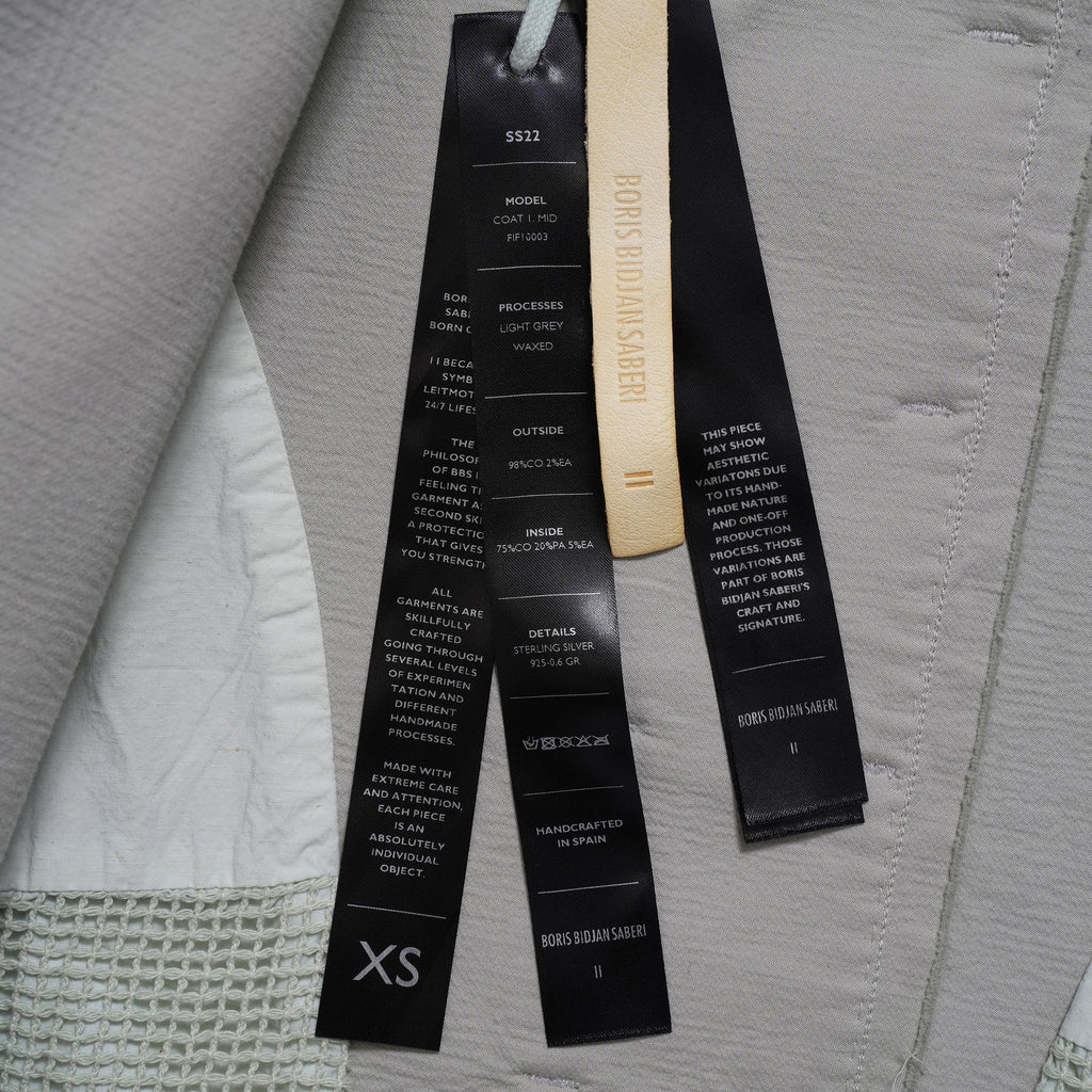 新品 BORIS BIDJAN SABERI ボリスビジャンサベリ / 22SS COAT1. MID FIFI0003 / ミドルコート / size XS (LIGHT GREY)