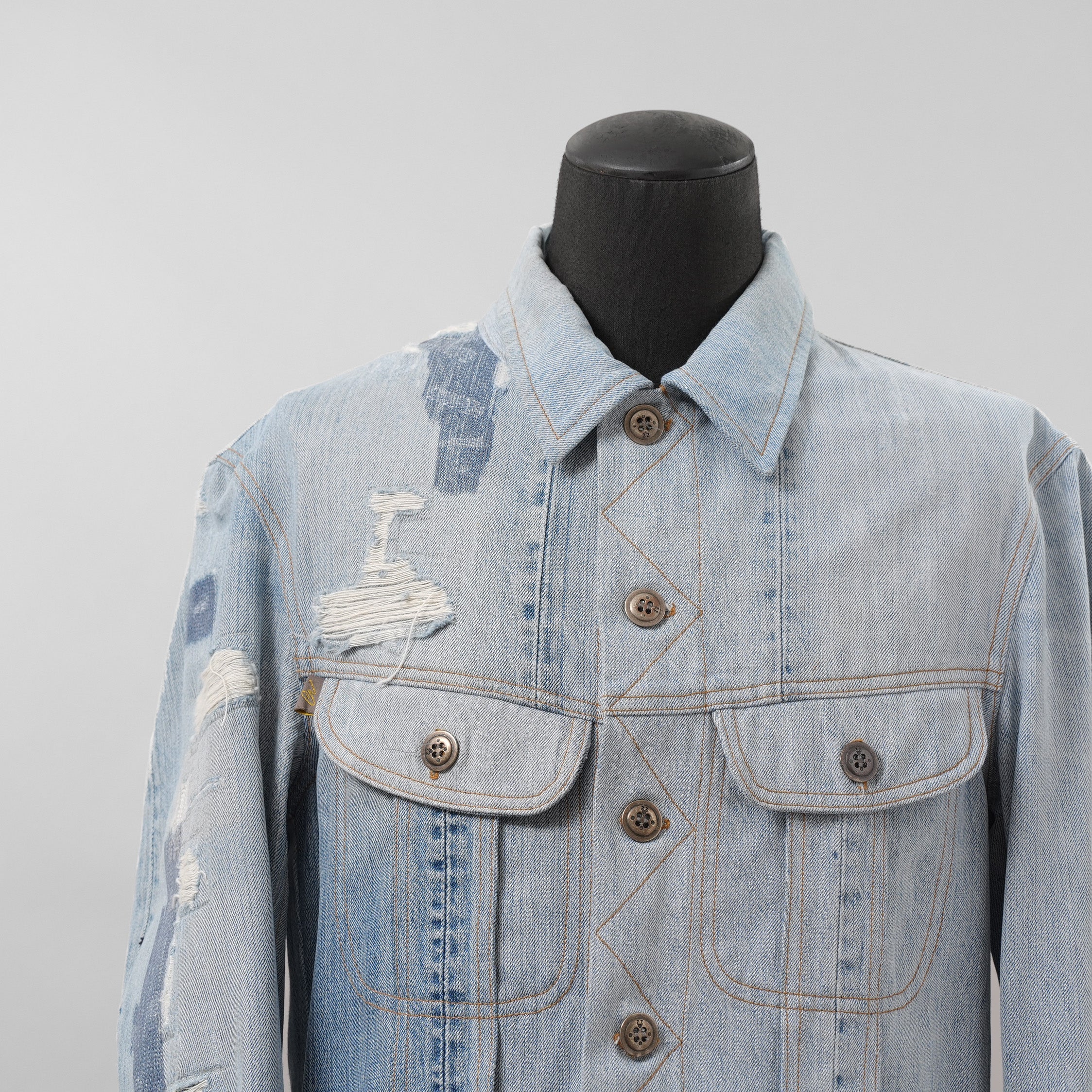GREG LAUREN グレッグローレン / 18SS VINTAGE DENIM TRUCKER JACKET デニム ジャケット / FM018 DBLU / size 2 (INDIGO)