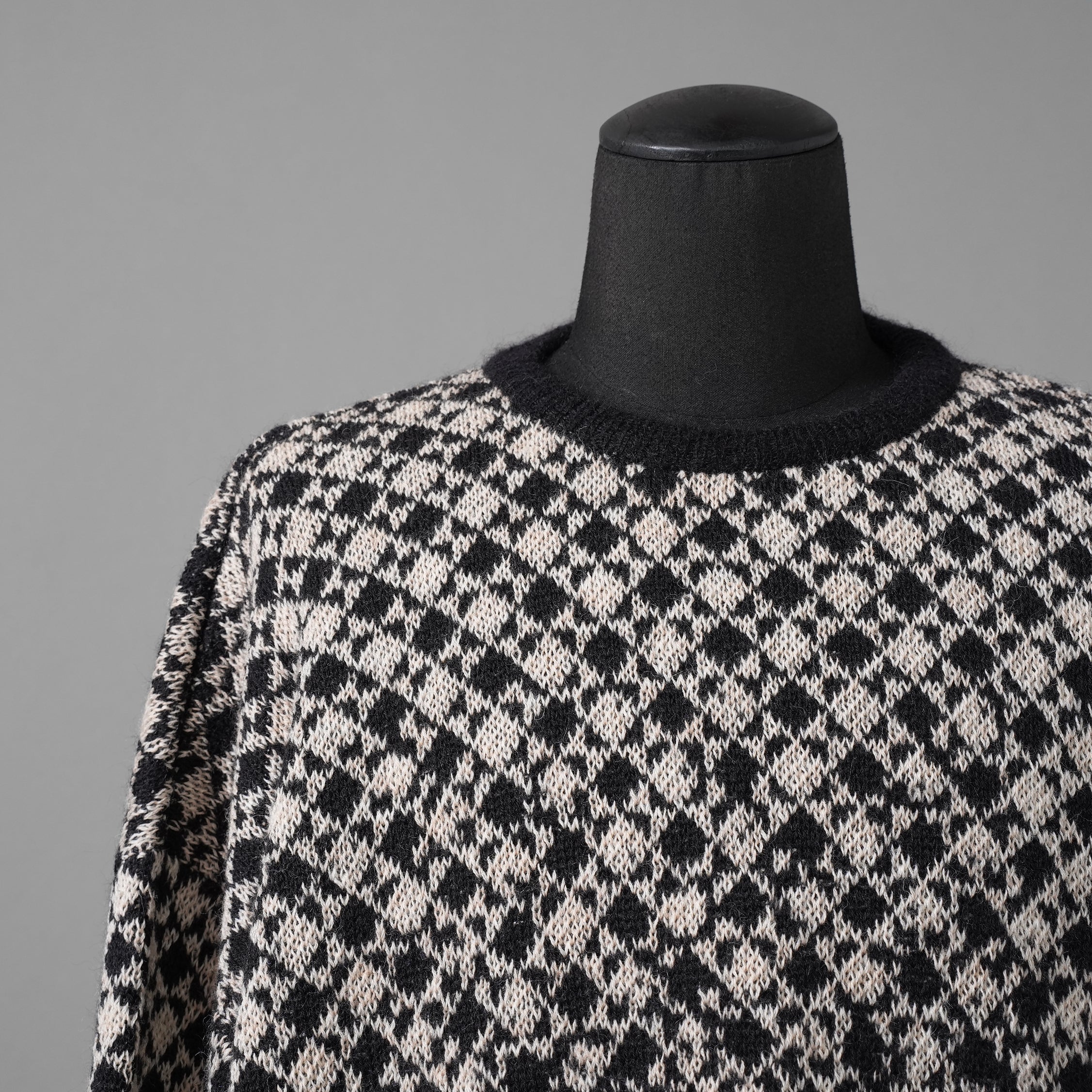 MM6 Maison Margiela メゾン マルジェラ / 25AW 美品ウール チェックニット / S52HL0051 /size S (BLACK/BEIGE）