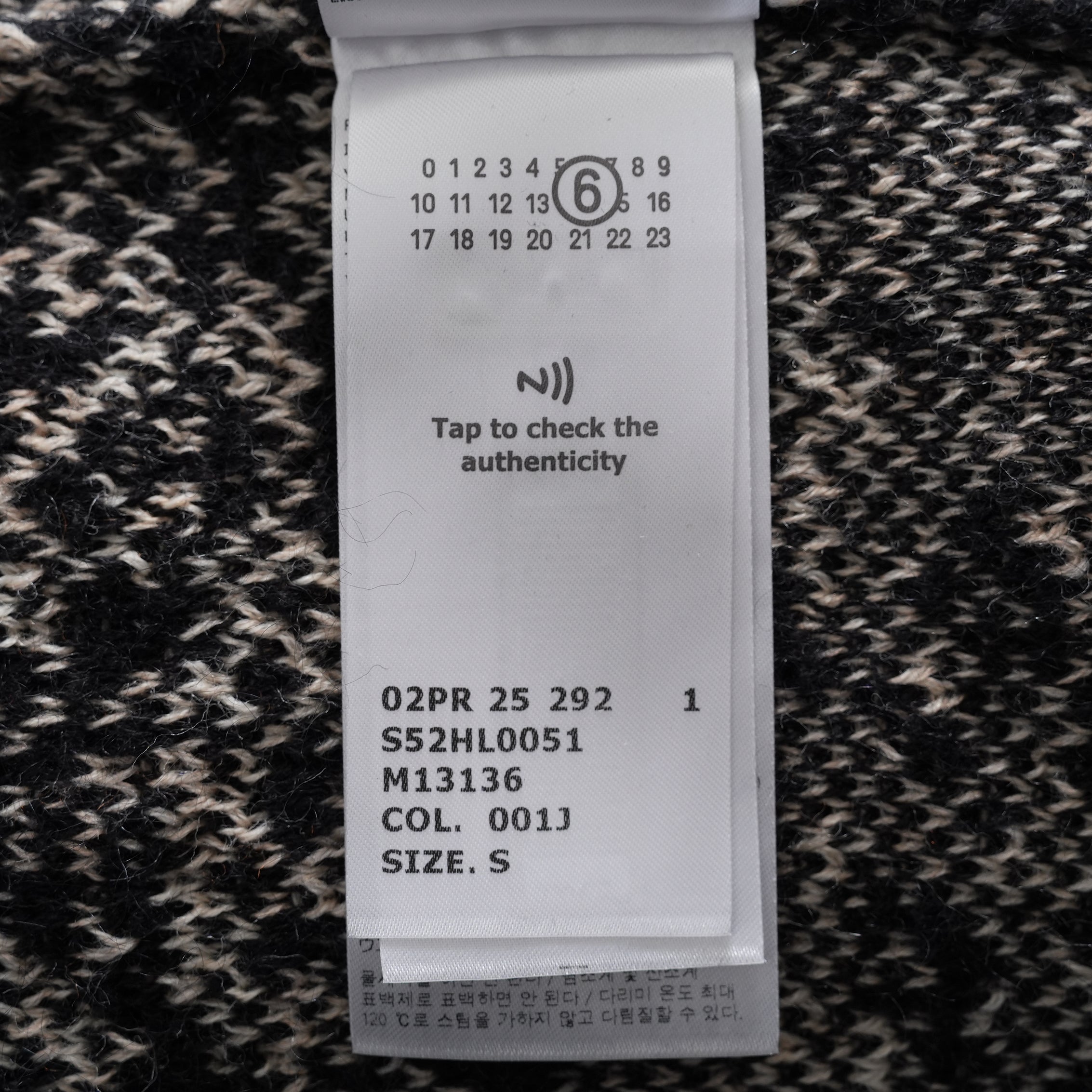 MM6 Maison Margiela メゾン マルジェラ / 25AW 美品ウール チェックニット / S52HL0051 /size S (BLACK/BEIGE）
