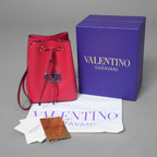 新品 VALENTINO GARAVANI ヴァレンティノ ガラヴァーニ / 22 Vロゴ シグネチャー カーフスキン ミニ  バケットバッグ 巾着バッグ / RED レディース 352177-izm