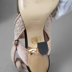 FENDI フェンディ / 美品 Colibrì コリブリ "Made to Order "スリングバック パンプス 85mm / size 35.5 (22.5cm) BEIGE × SILVER × GOLD レディース シューズ
