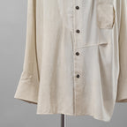 ZIGGY CHEN ジギーチェン / 美品 24AW Asymmetric Pleated Shirt アシンメトリー 長袖シャツ / size 46 (WHITE)