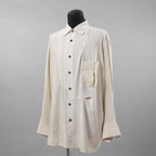 ZIGGY CHEN ジギーチェン / 美品 24AW Asymmetric Pleated Shirt アシンメトリー 長袖シャツ / size 46 (WHITE)