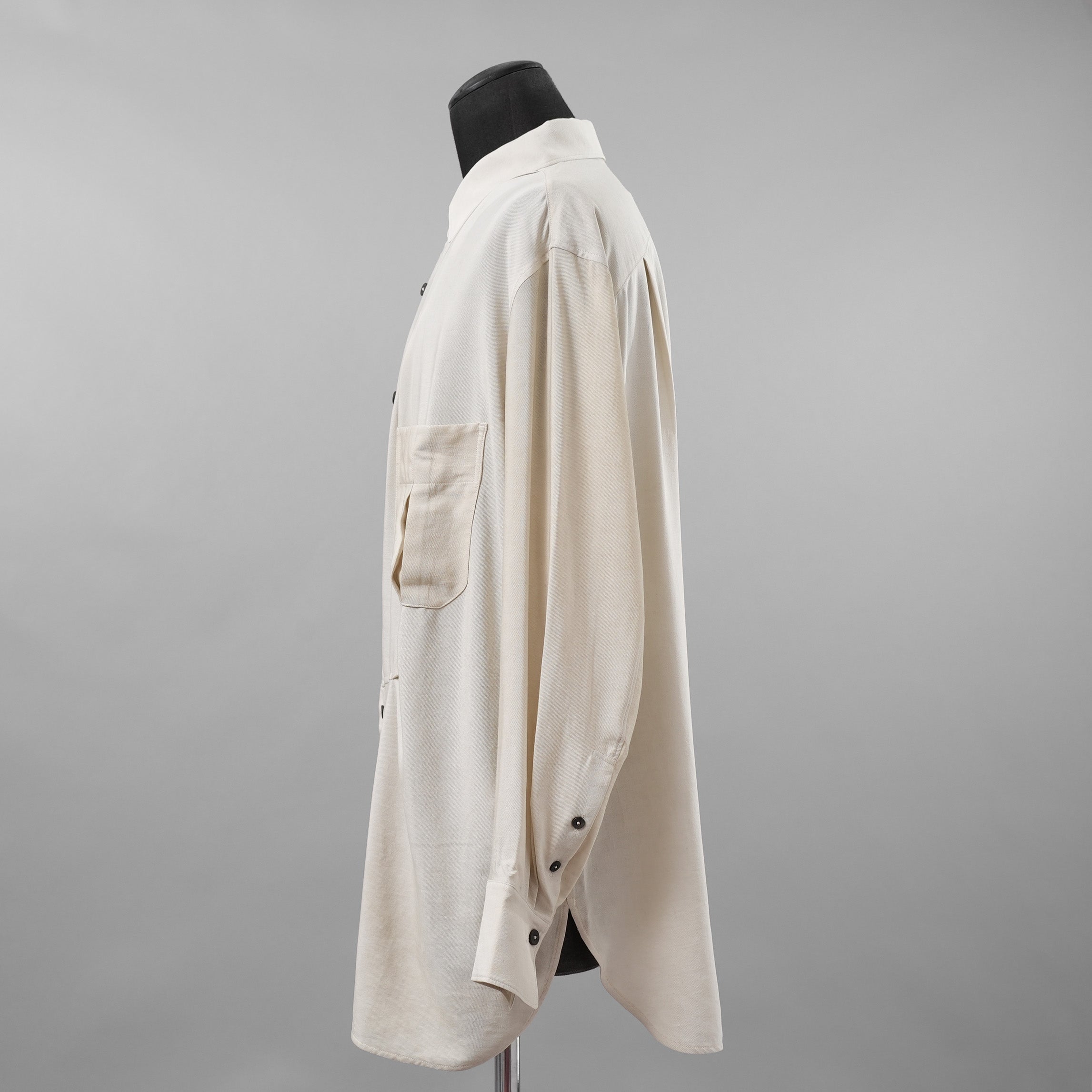 ZIGGY CHEN ジギーチェン / 美品 24AW Asymmetric Pleated Shirt アシンメトリー 長袖シャツ / size 46 (WHITE)