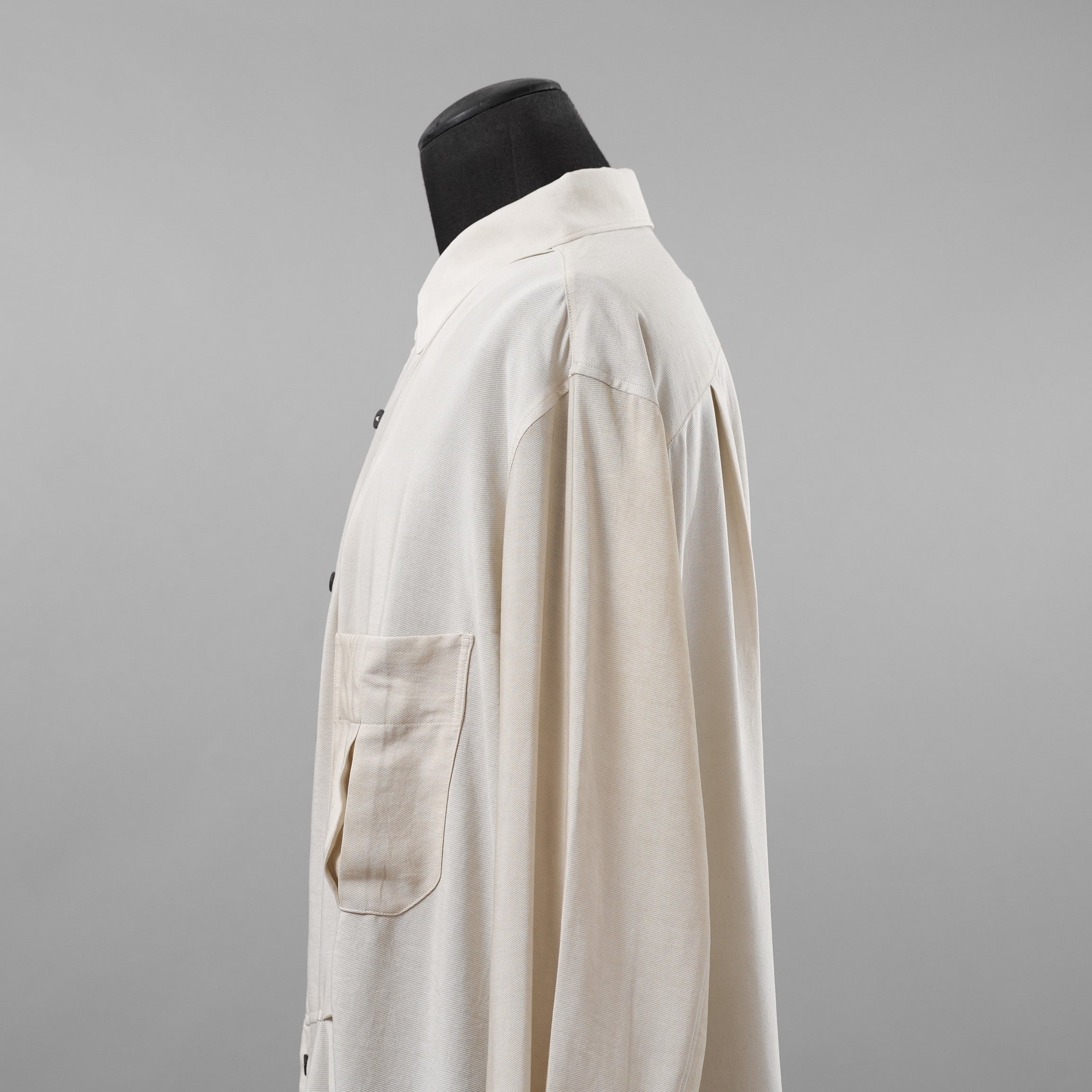 ZIGGY CHEN ジギーチェン / 美品 24AW Asymmetric Pleated Shirt アシンメトリー 長袖シャツ / size 46 (WHITE)