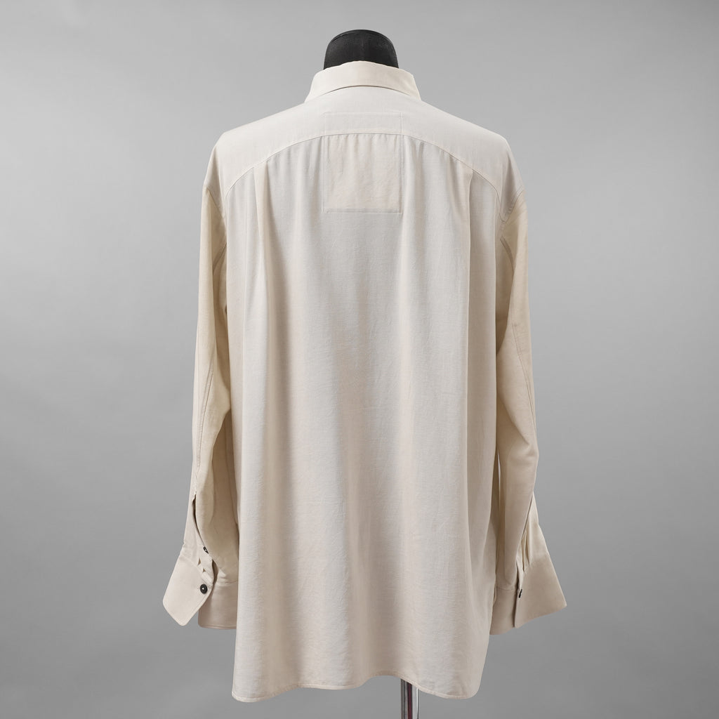 ZIGGY CHEN ジギーチェン / 美品 24AW Asymmetric Pleated Shirt アシンメトリー 長袖シャツ / size 46 (WHITE)