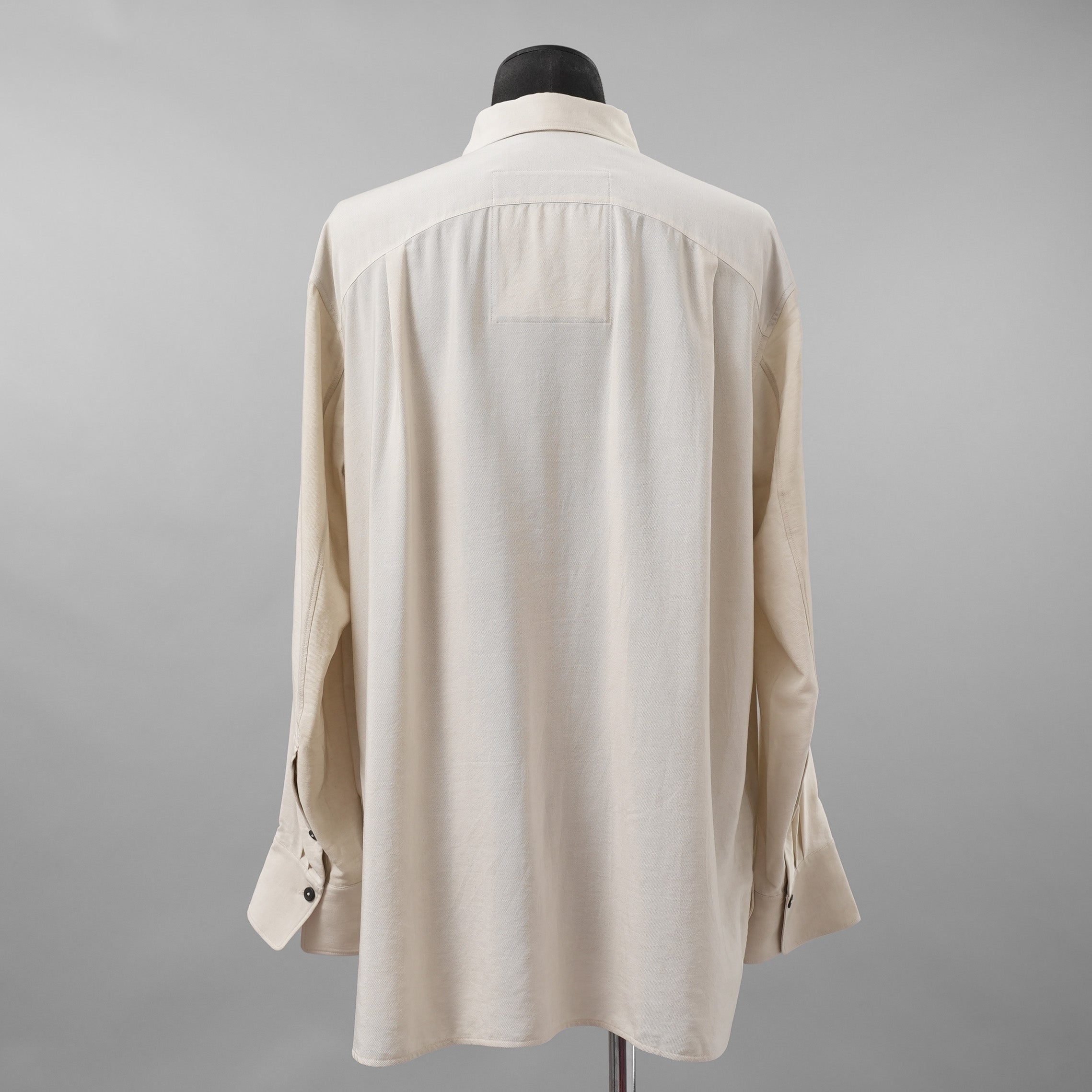 ZIGGY CHEN ジギーチェン / 美品 24AW Asymmetric Pleated Shirt アシンメトリー 長袖シャツ / size 46 (WHITE)