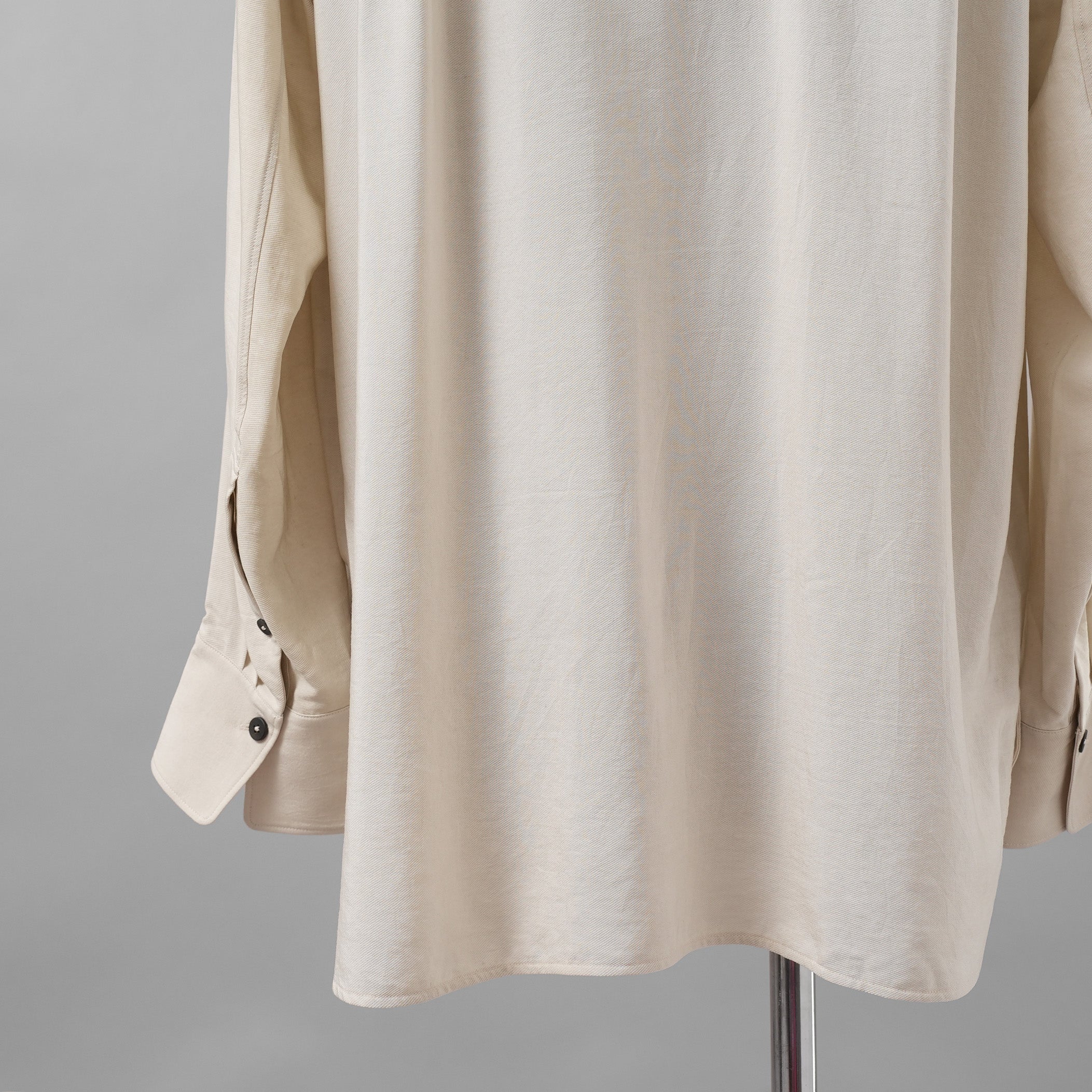 ZIGGY CHEN ジギーチェン / 美品 24AW Asymmetric Pleated Shirt アシンメトリー 長袖シャツ / size 46 (WHITE)