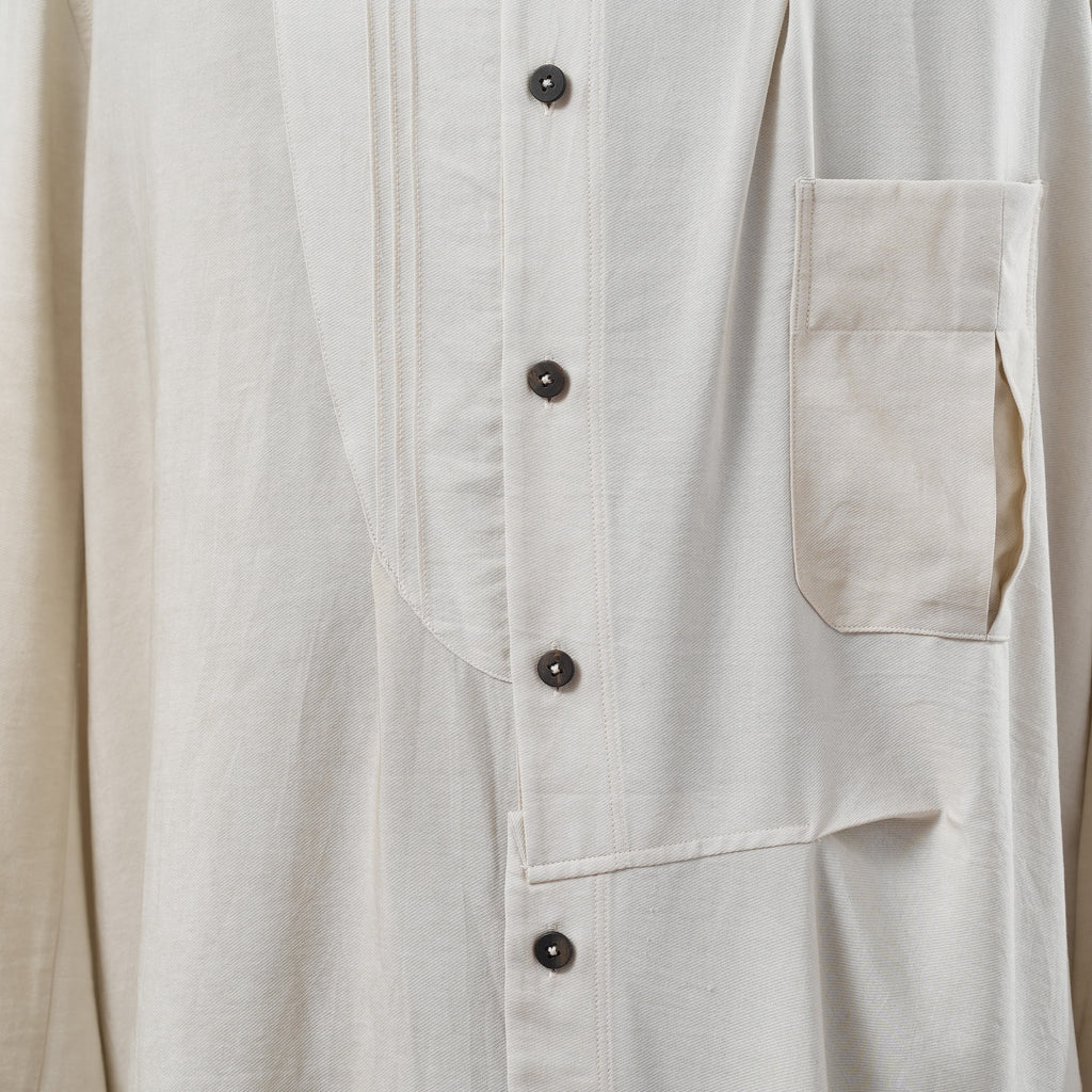 ZIGGY CHEN ジギーチェン / 美品 24AW Asymmetric Pleated Shirt アシンメトリー 長袖シャツ / size 46 (WHITE)