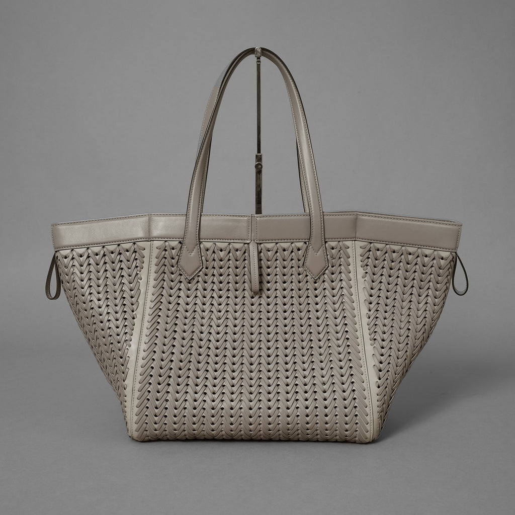 FENDI フェンディ / 美品 23AW オリガミ ラージ インターレース レザー トートバッグ / 8BH415 APZB F1MJR / SAND レディース 352178-izm