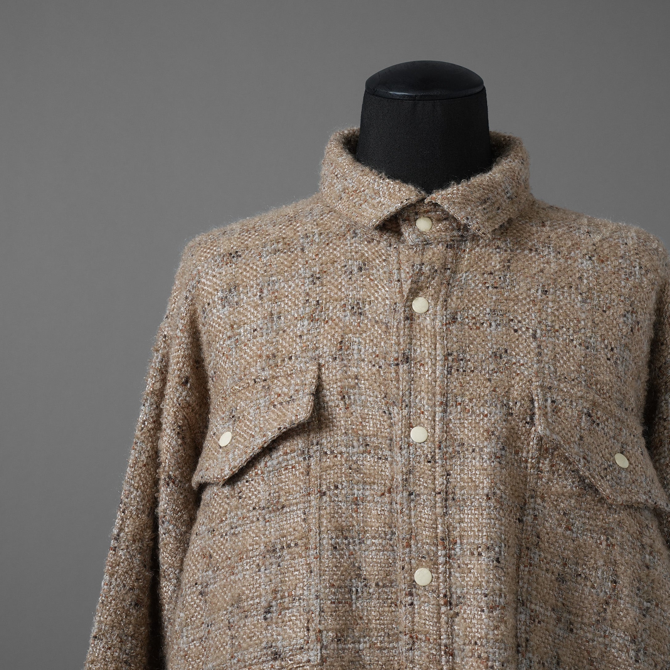 SHARE SPIRIT シェアスピリット / 美品 オーバーサイズ ツイードジャケット / FA2008 / size S (BEIGE)