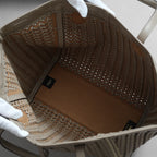FENDI フェンディ / 美品 23AW オリガミ ラージ インターレース レザー トートバッグ / 8BH415 APZB F1MJR / SAND レディース 352178-izm