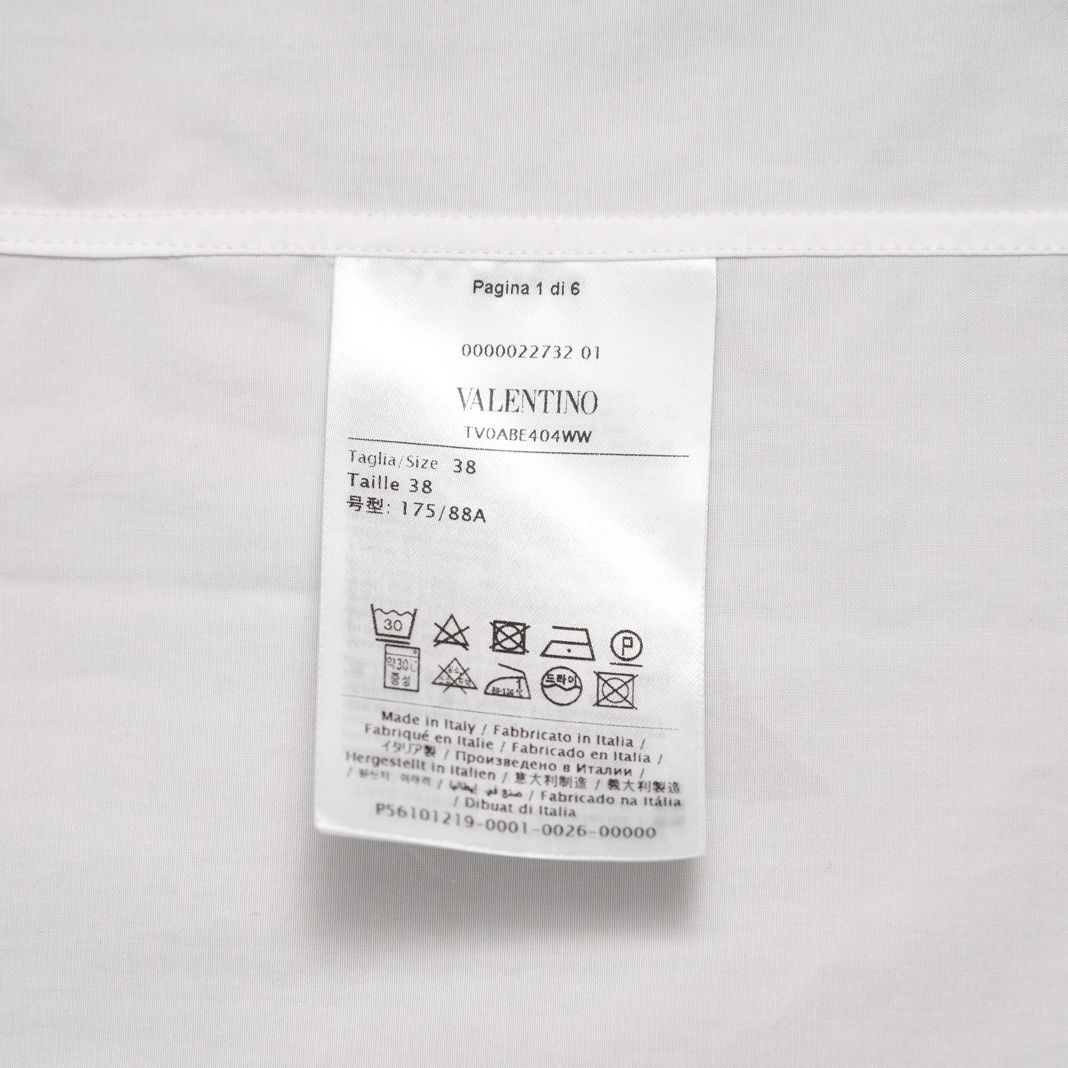 Valentino Garavani ヴァレンティノ ガラヴァーニ / 20SS ロングシャツ 長袖シャツ / TV0ABE404WW / size 38 (WHITE)