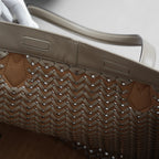 FENDI フェンディ / 美品 23AW オリガミ ラージ インターレース レザー トートバッグ / 8BH415 APZB F1MJR / SAND レディース 352178-izm