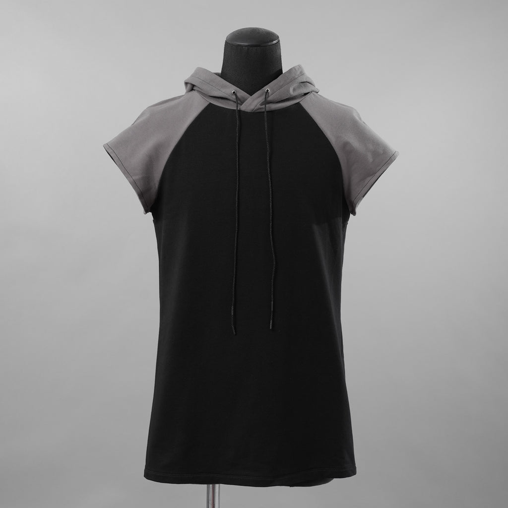 incarnation インカネーション / 美品 19SS HOODIE CUT&SAWN RAGLAN FRENCH SLEEVE 半袖Tシャツ パーカー / 31885-3360 / size M (BLACK×GRAY)