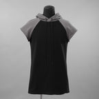 incarnation インカネーション / 美品 19SS HOODIE CUT&SAWN RAGLAN FRENCH SLEEVE 半袖Tシャツ パーカー / 31885-3360 / size M (BLACK×GRAY)