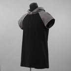 incarnation インカネーション / 美品 19SS HOODIE CUT&SAWN RAGLAN FRENCH SLEEVE 半袖Tシャツ パーカー / 31885-3360 / size M (BLACK×GRAY)