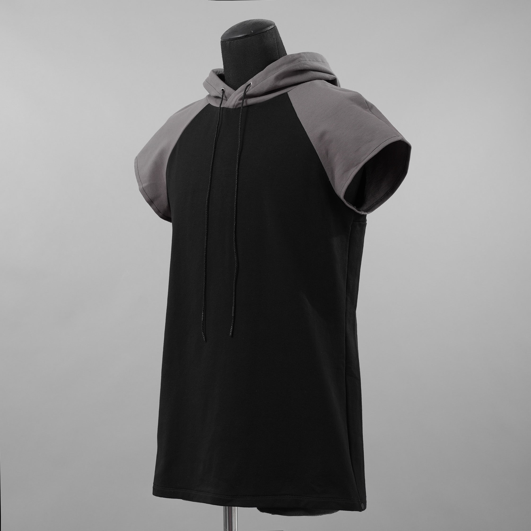 incarnation インカネーション / 美品 19SS HOODIE CUT&SAWN RAGLAN FRENCH SLEEVE 半袖Tシャツ パーカー / 31885-3360 / size M (BLACK×GRAY)