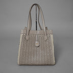 FENDI フェンディ / 美品 23AW オリガミ ラージ インターレース レザー トートバッグ / 8BH415 APZB F1MJR / SAND レディース 352178-izm
