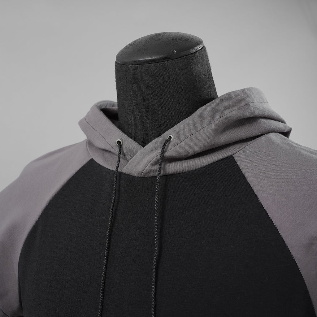 incarnation インカネーション / 美品 19SS HOODIE CUT&SAWN RAGLAN FRENCH SLEEVE 半袖Tシャツ パーカー / 31885-3360 / size M (BLACK×GRAY)