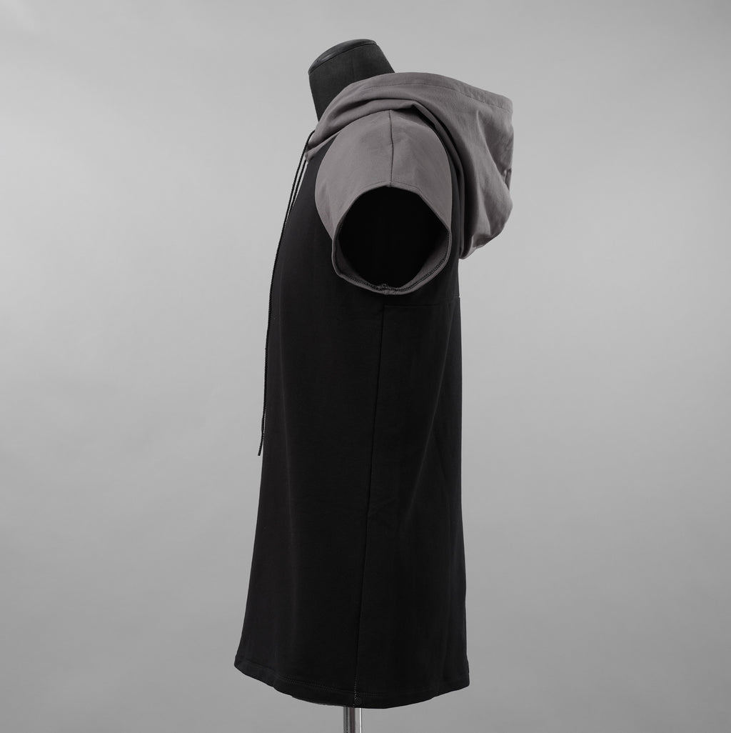 incarnation インカネーション / 美品 19SS HOODIE CUT&SAWN RAGLAN FRENCH SLEEVE 半袖Tシャツ パーカー / 31885-3360 / size M (BLACK×GRAY)