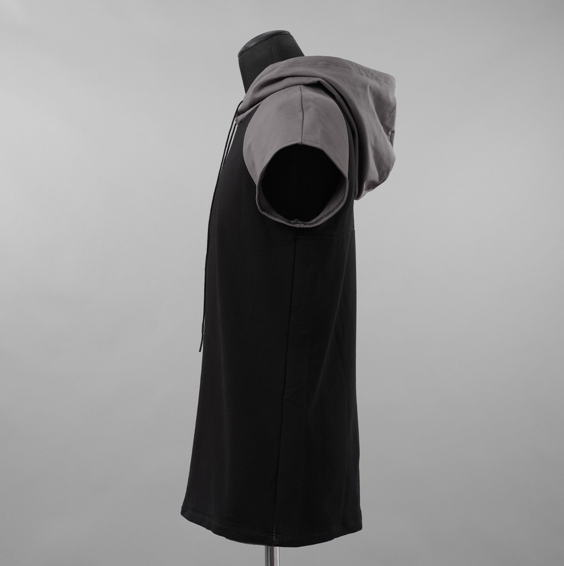 incarnation インカネーション / 美品 19SS HOODIE CUT&SAWN RAGLAN FRENCH SLEEVE 半袖Tシャツ パーカー / 31885-3360 / size M (BLACK×GRAY)