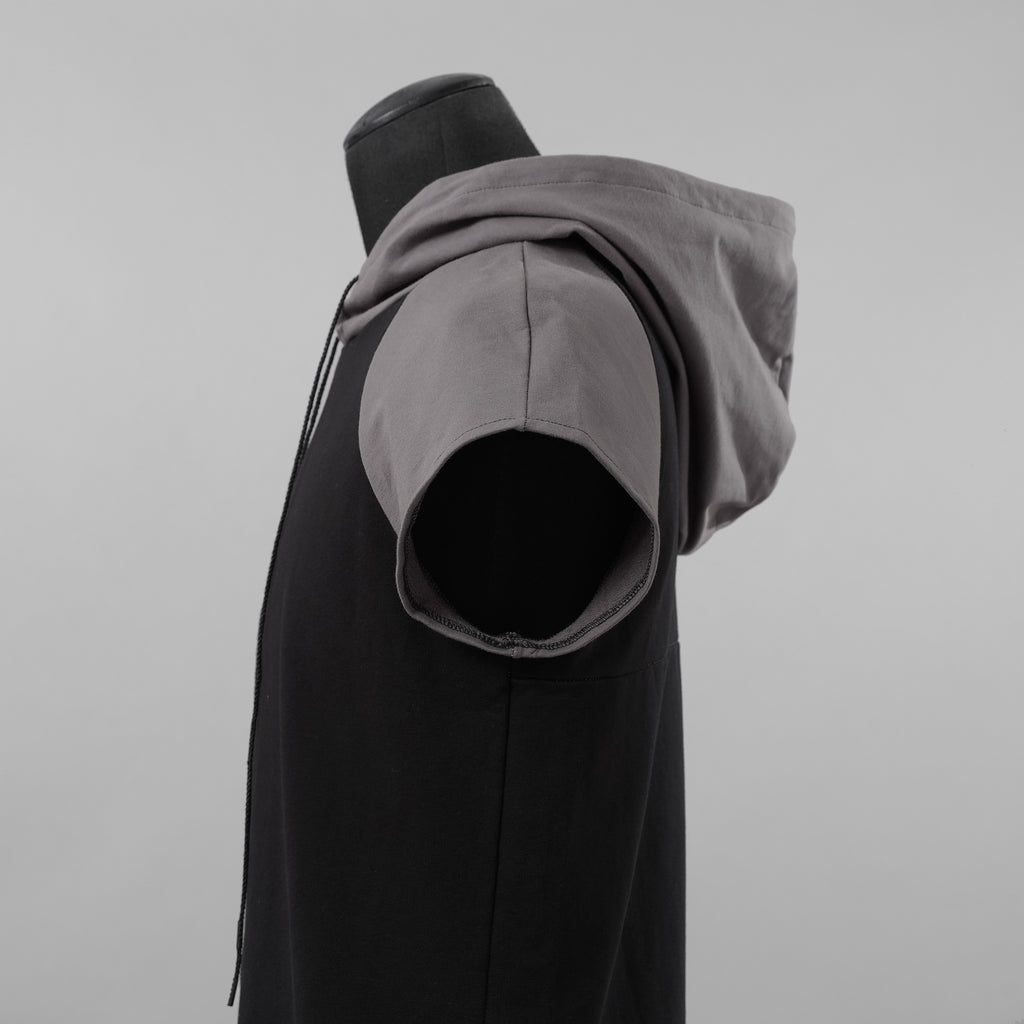 incarnation インカネーション / 美品 19SS HOODIE CUT&SAWN RAGLAN FRENCH SLEEVE 半袖Tシャツ パーカー / 31885-3360 / size M (BLACK×GRAY)