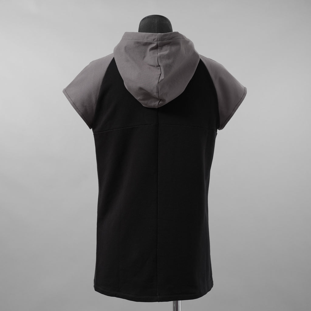 incarnation インカネーション / 美品 19SS HOODIE CUT&SAWN RAGLAN FRENCH SLEEVE 半袖Tシャツ パーカー / 31885-3360 / size M (BLACK×GRAY)