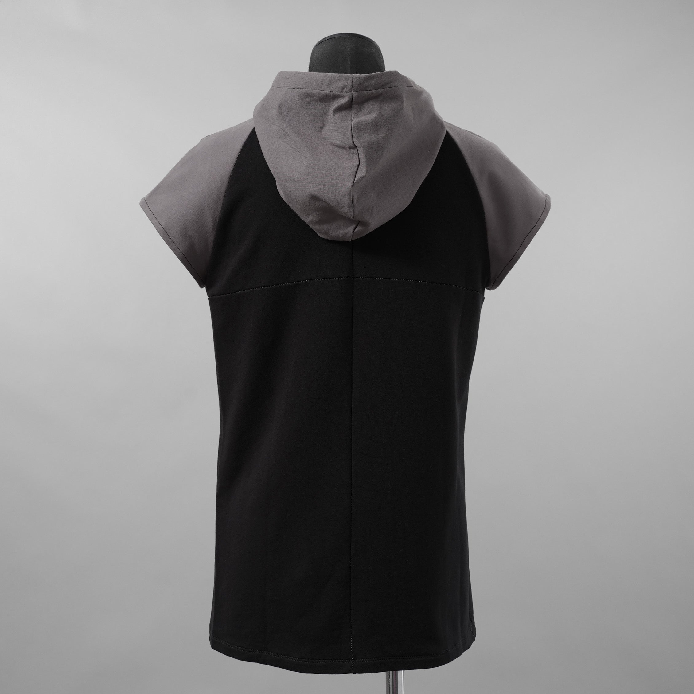 incarnation インカネーション / 美品 19SS HOODIE CUT&SAWN RAGLAN FRENCH SLEEVE 半袖Tシャツ パーカー / 31885-3360 / size M (BLACK×GRAY)