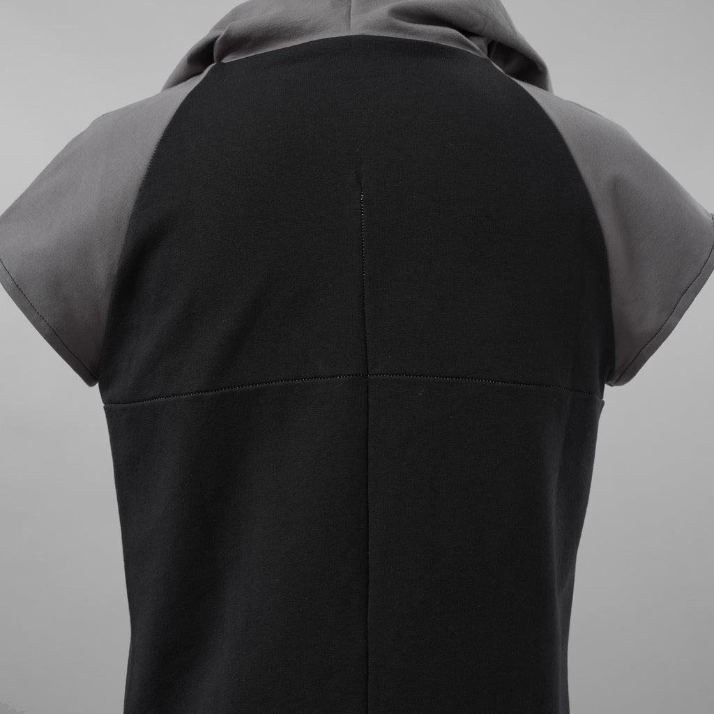 incarnation インカネーション / 美品 19SS HOODIE CUT&SAWN RAGLAN FRENCH SLEEVE 半袖Tシャツ パーカー / 31885-3360 / size M (BLACK×GRAY)