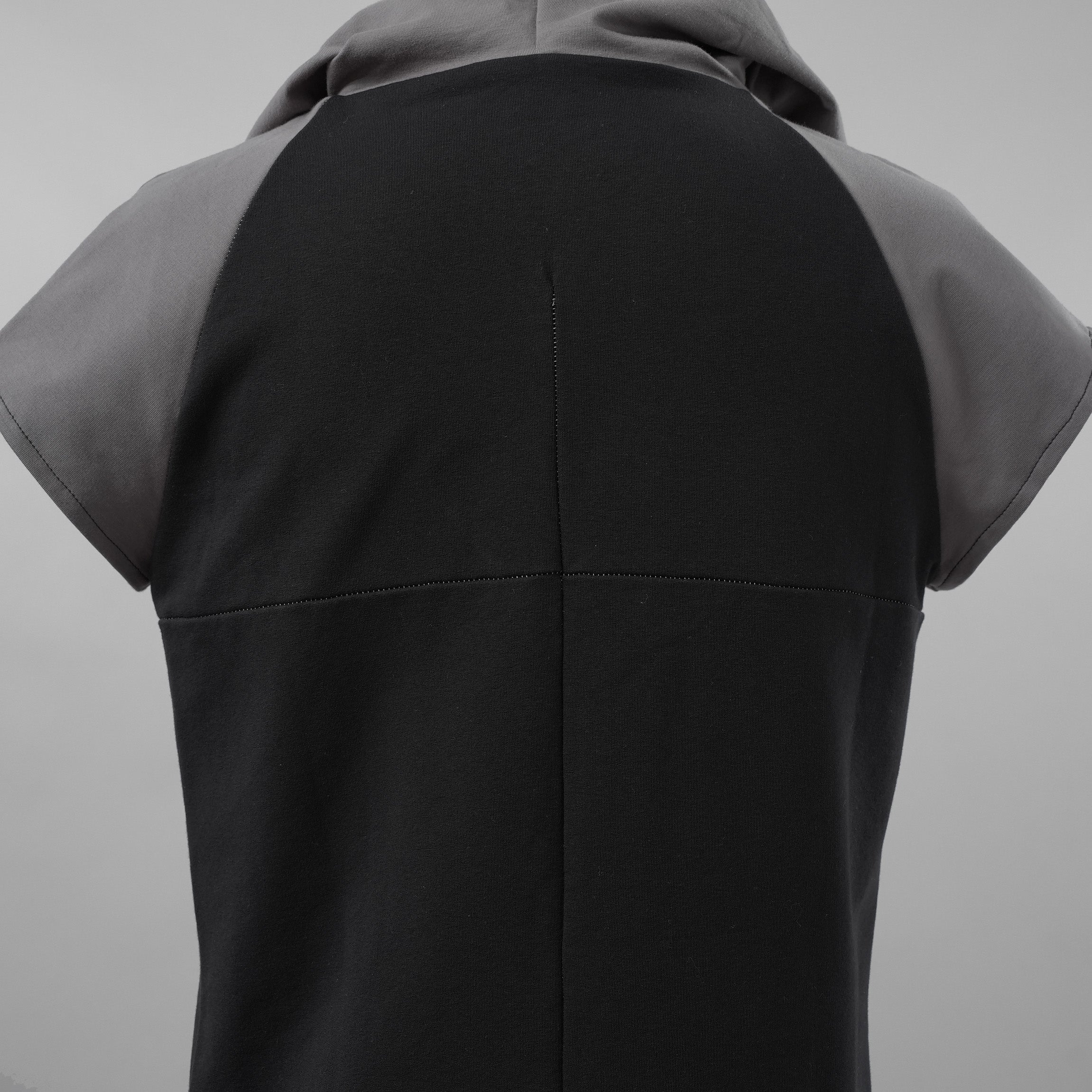 incarnation インカネーション / 美品 19SS HOODIE CUT&SAWN RAGLAN FRENCH SLEEVE 半袖Tシャツ パーカー / 31885-3360 / size M (BLACK×GRAY)