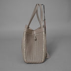 FENDI フェンディ / 美品 23AW オリガミ ラージ インターレース レザー トートバッグ / 8BH415 APZB F1MJR / SAND レディース 352178-izm