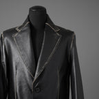 MM6 Maison Margiela メゾン マルジェラ / 22AW 美品 レザー 2Bテーラードジャケット / S62BN0063 / size 44 (BLACK)