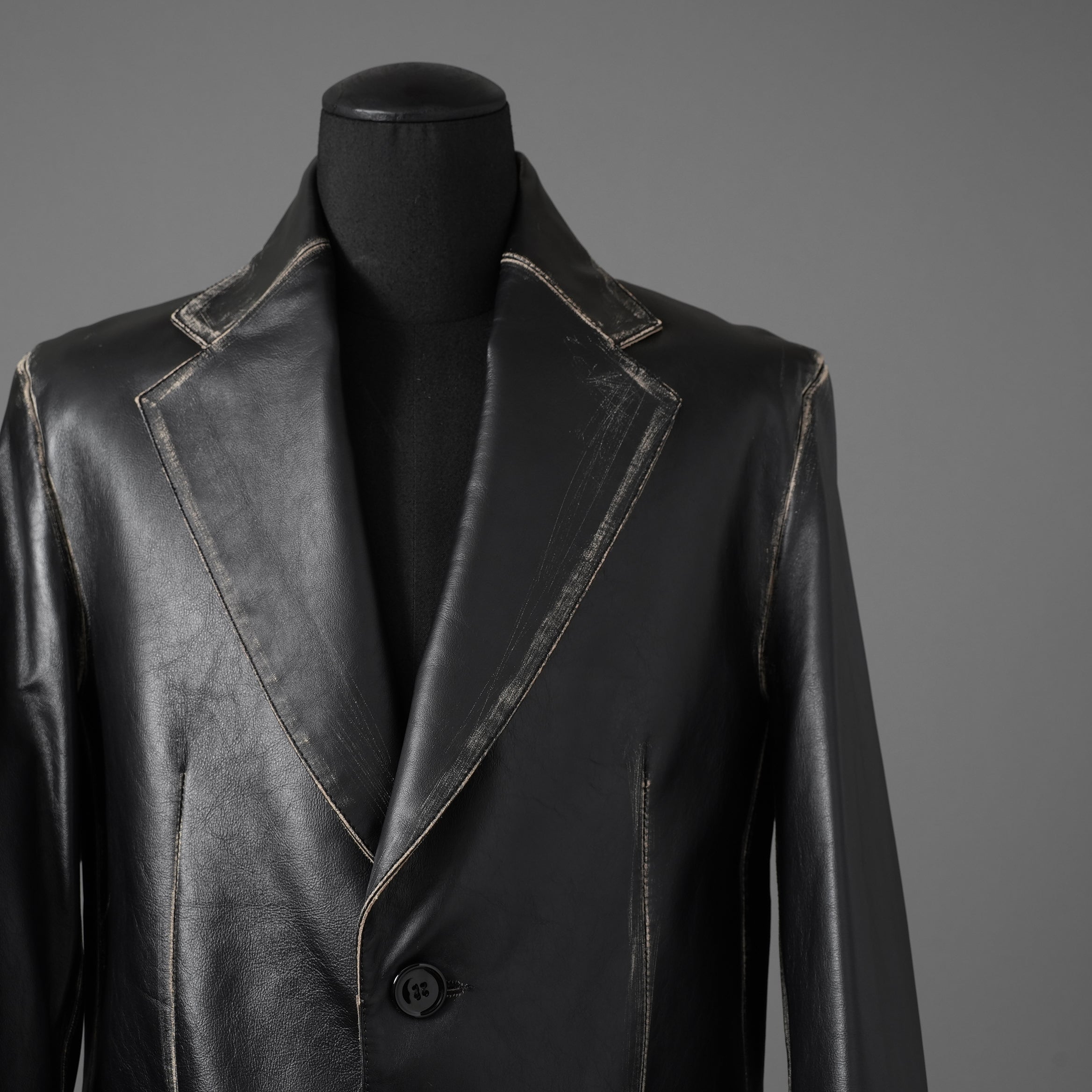 MM6 Maison Margiela メゾン マルジェラ / 22AW 美品 レザー 2Bテーラードジャケット / S62BN0063 / size 44 (BLACK)