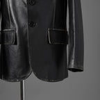 MM6 Maison Margiela メゾン マルジェラ / 22AW 美品 レザー 2Bテーラードジャケット / S62BN0063 / size 44 (BLACK)