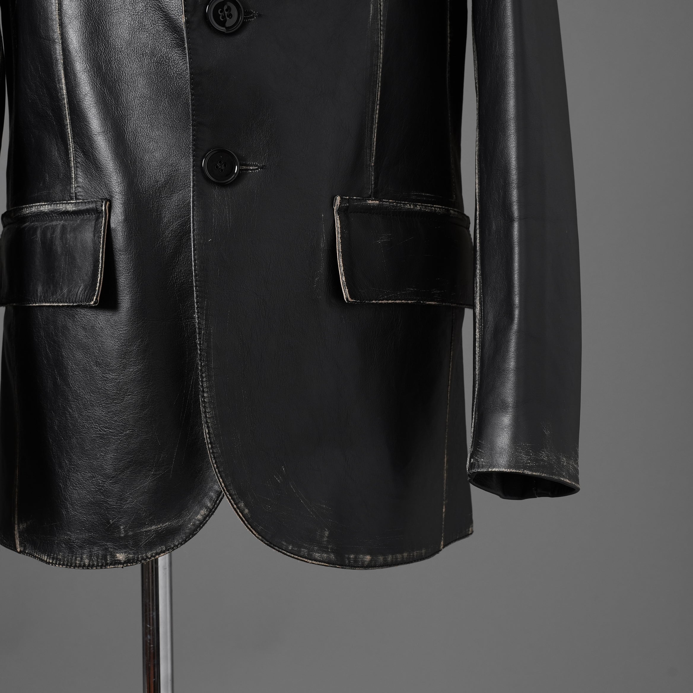 MM6 Maison Margiela メゾン マルジェラ / 22AW 美品 レザー 2Bテーラードジャケット / S62BN0063 / size 44 (BLACK)