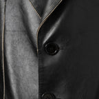 MM6 Maison Margiela メゾン マルジェラ / 22AW 美品 レザー 2Bテーラードジャケット / S62BN0063 / size 44 (BLACK)