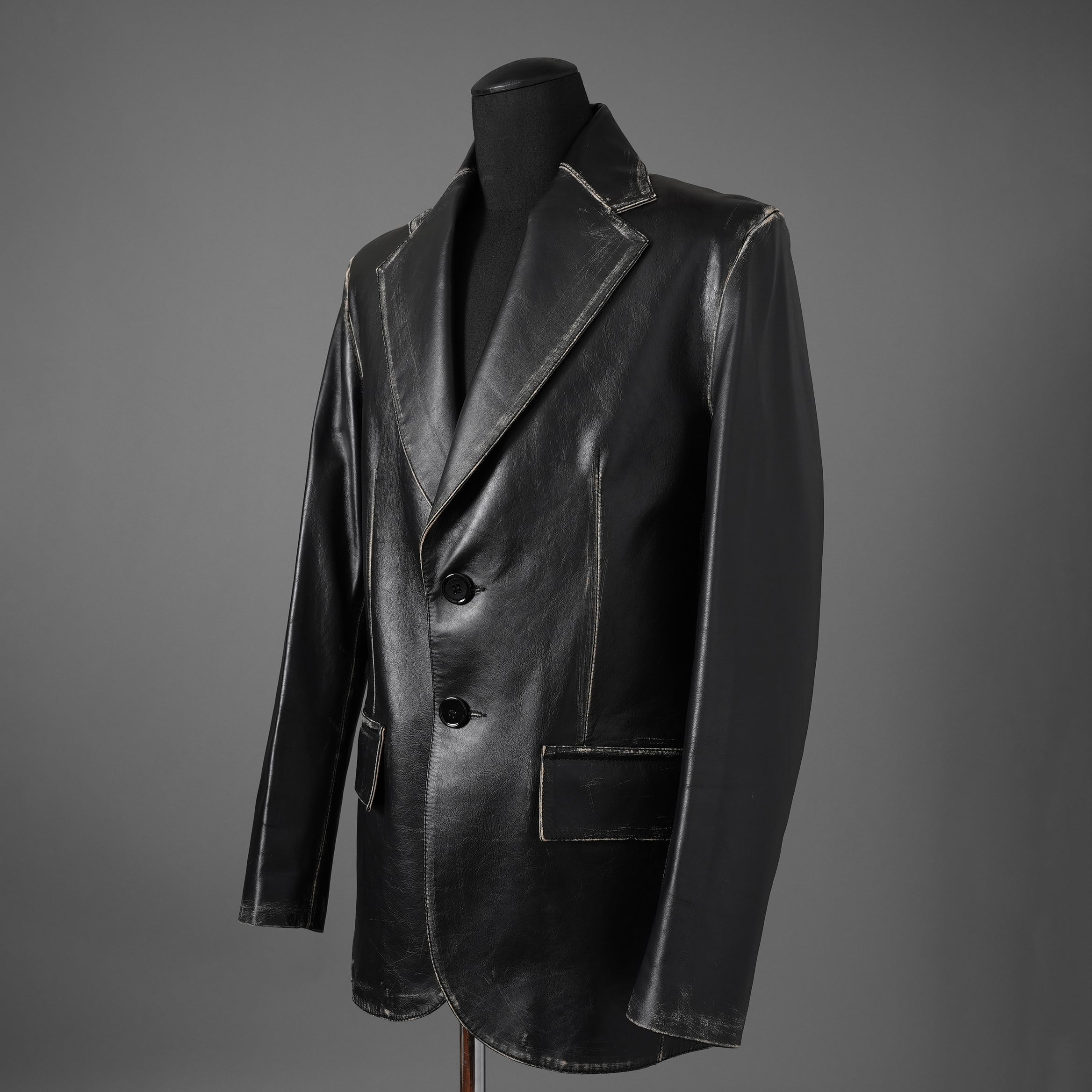 MM6 Maison Margiela メゾン マルジェラ / 22AW 美品 レザー 2Bテーラードジャケット / S62BN0063 / size 44 (BLACK)