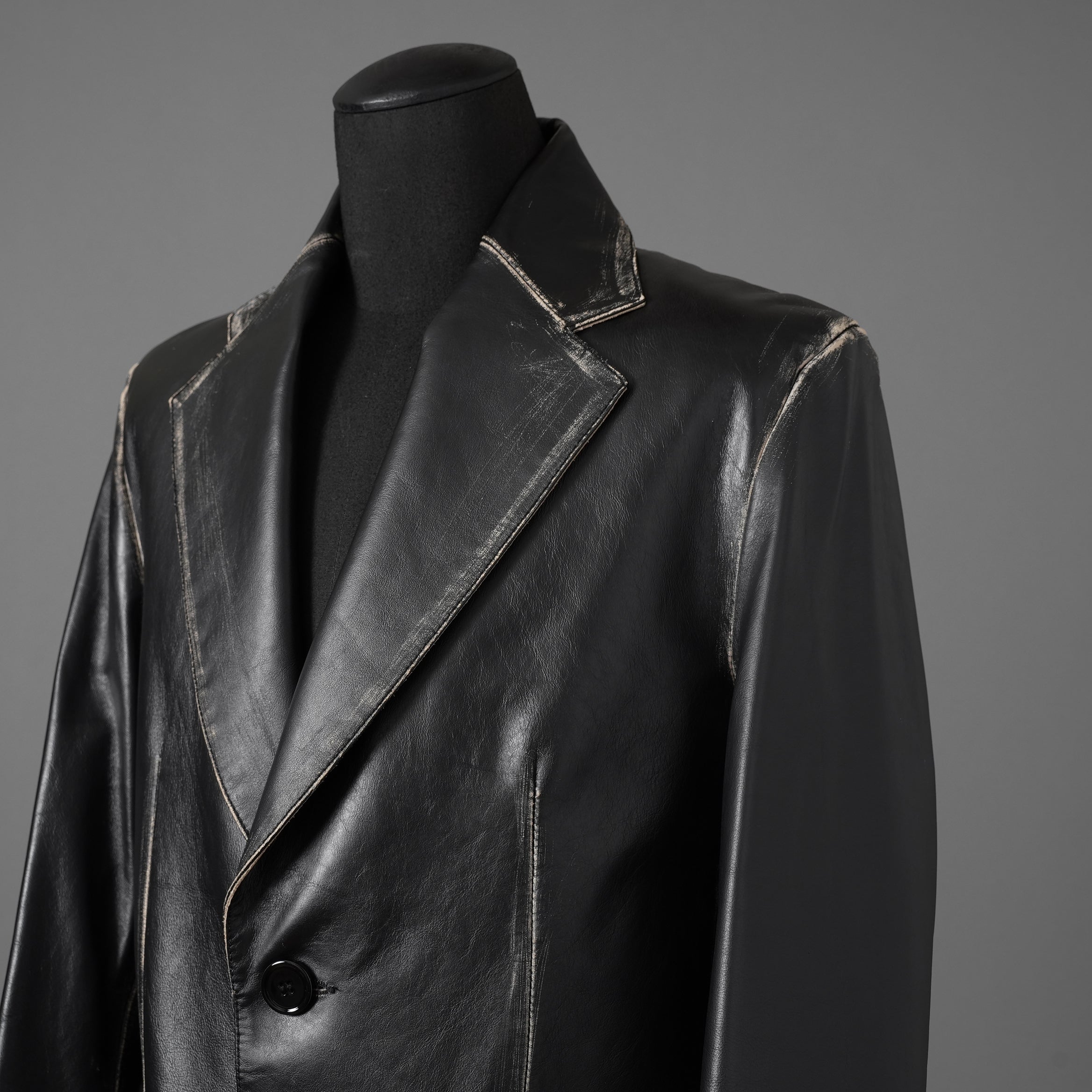 MM6 Maison Margiela メゾン マルジェラ / 22AW 美品 レザー 2Bテーラードジャケット / S62BN0063 / size 44 (BLACK)