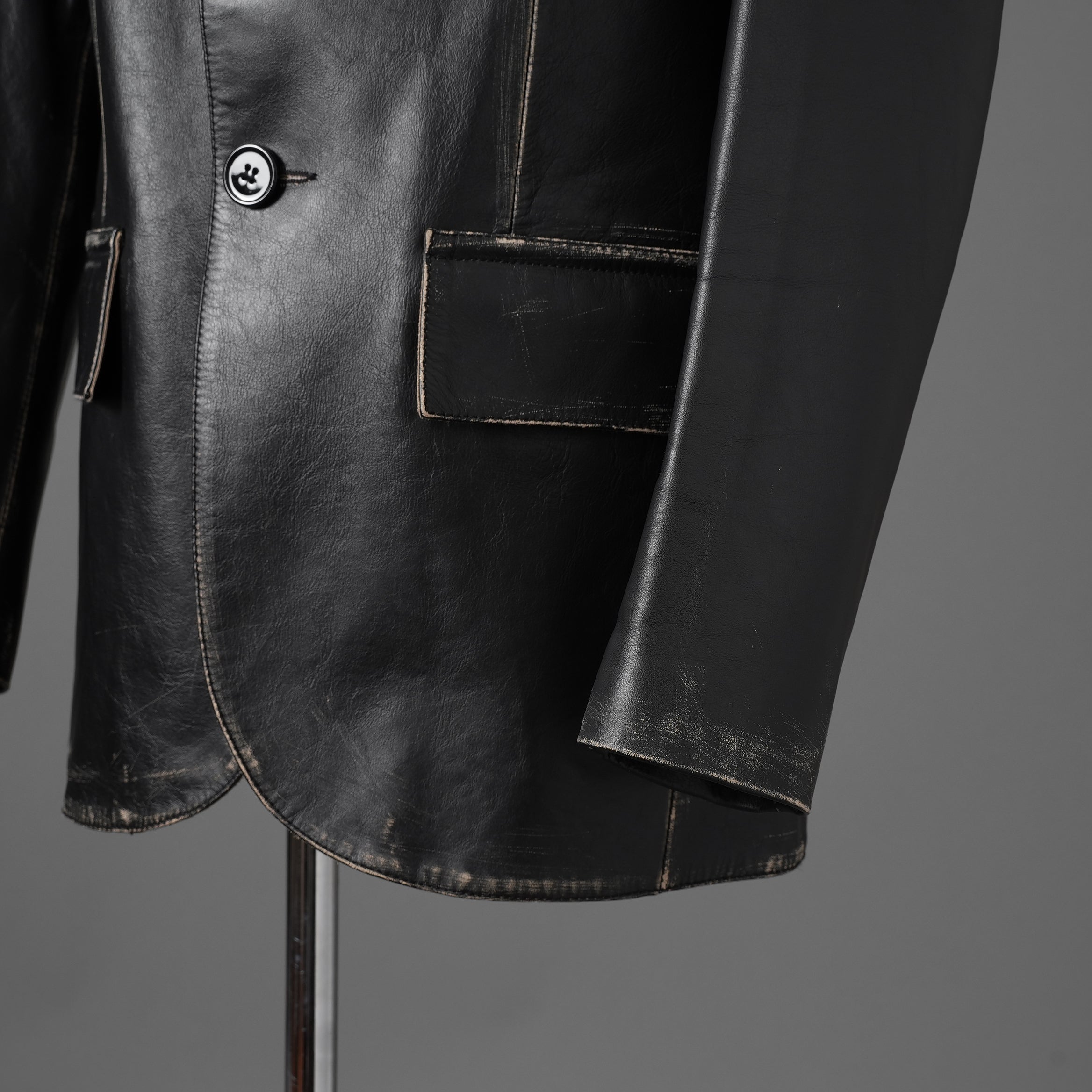 MM6 Maison Margiela メゾン マルジェラ / 22AW 美品 レザー 2Bテーラードジャケット / S62BN0063 / size 44 (BLACK)