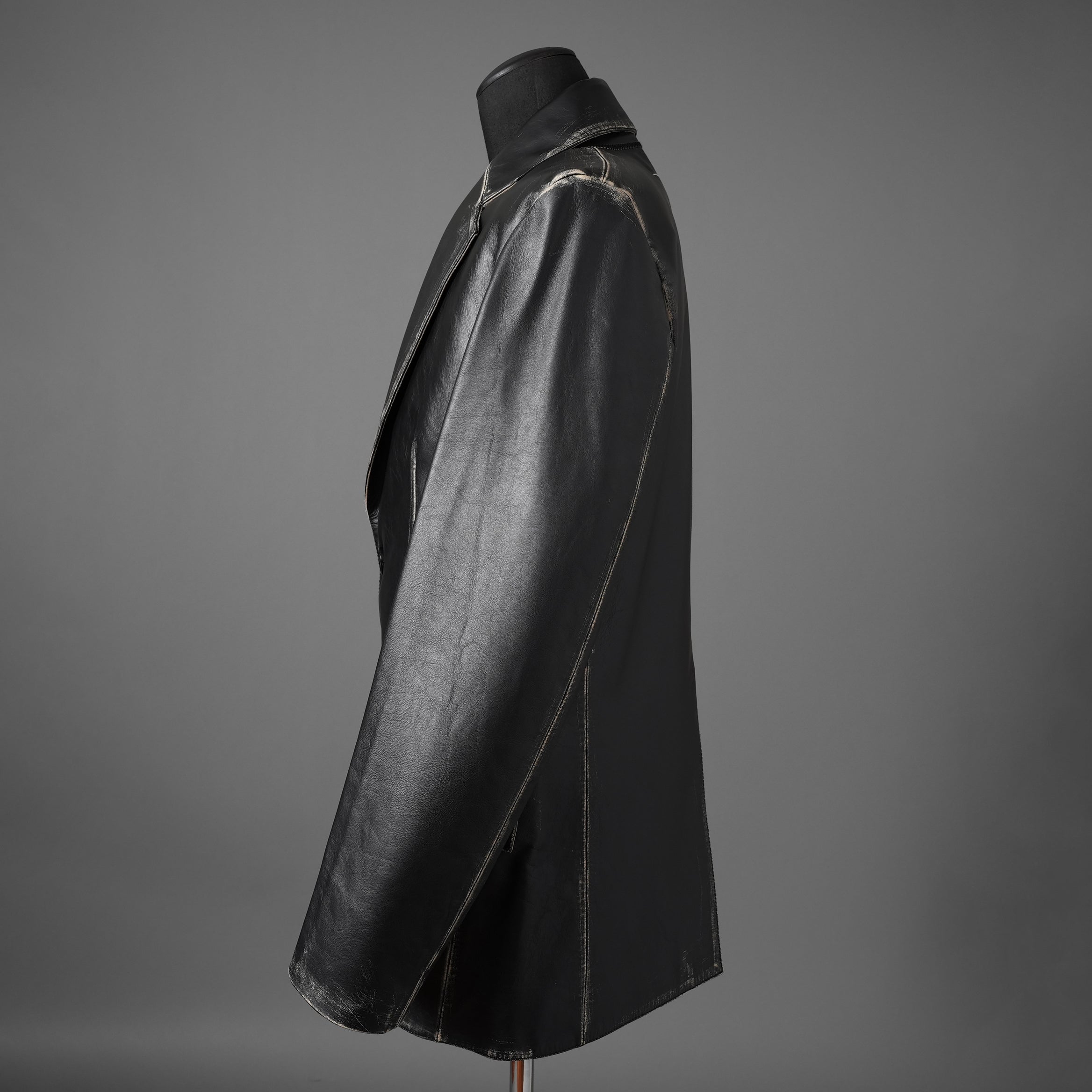 MM6 Maison Margiela メゾン マルジェラ / 22AW 美品 レザー 2Bテーラードジャケット / S62BN0063 / size 44 (BLACK)