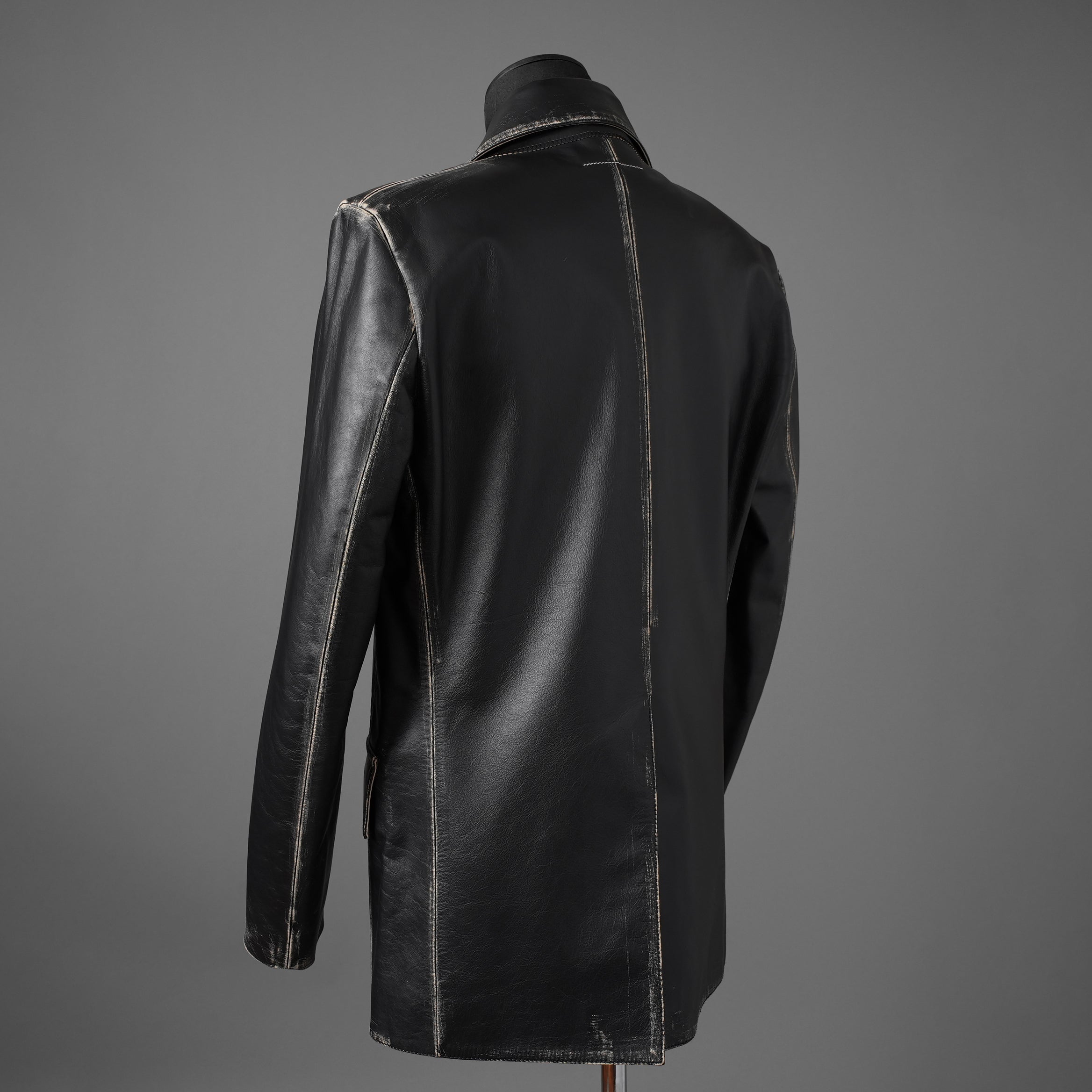 MM6 Maison Margiela メゾン マルジェラ / 22AW 美品 レザー 2Bテーラードジャケット / S62BN0063 / size 44 (BLACK)