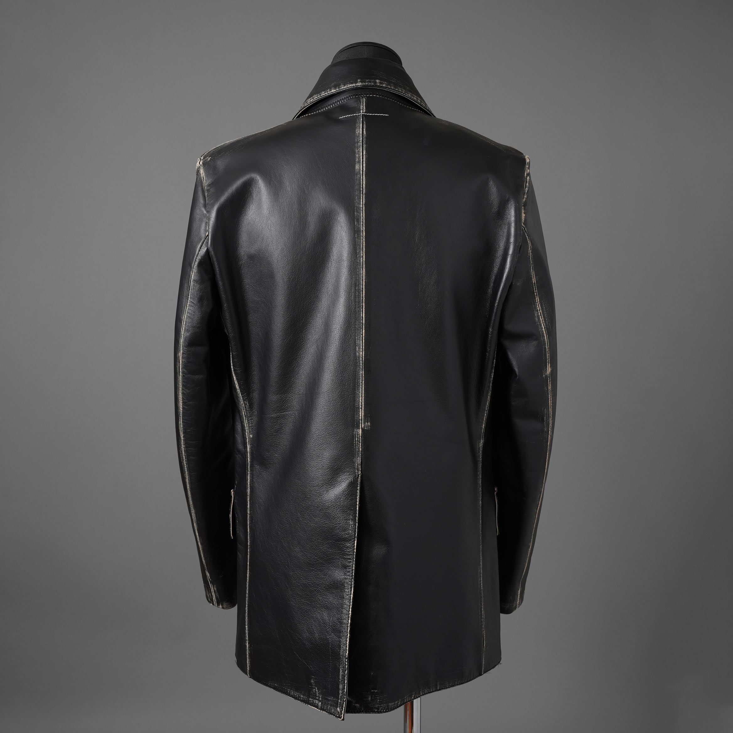 MM6 Maison Margiela メゾン マルジェラ / 22AW 美品 レザー 2Bテーラードジャケット / S62BN0063 / size 44 (BLACK)